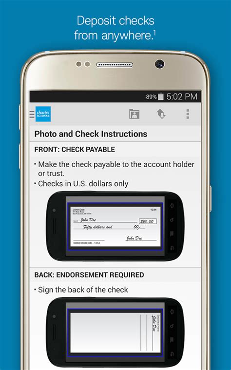 Deposit checks 1,2 right into your schwab bank or schwab brokerage and ira accounts 3 using your android™ device, iphone ® or ipad ®. Schwab Mobile - Android Apps on Google Play