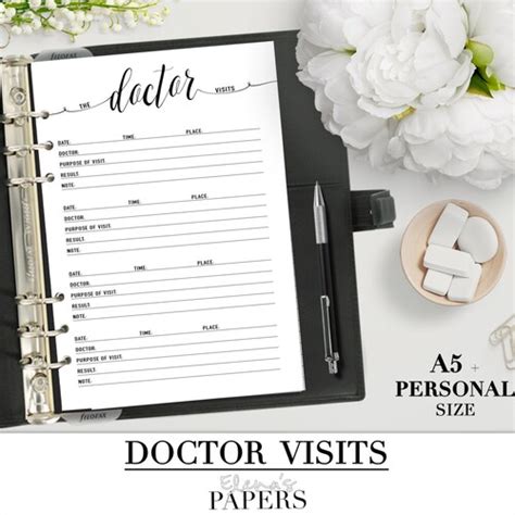 Doctor Visits Personal Planner Inserts Doctor Appointments Etsy