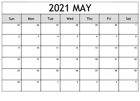 45 Download Editable May 2021 Calendar Printable Blank Templates