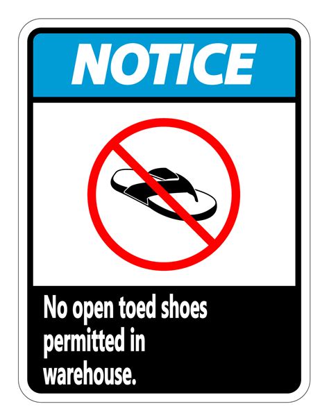 Notice No Open Toed Shoes Sign On White Background 3611286 Vector Art