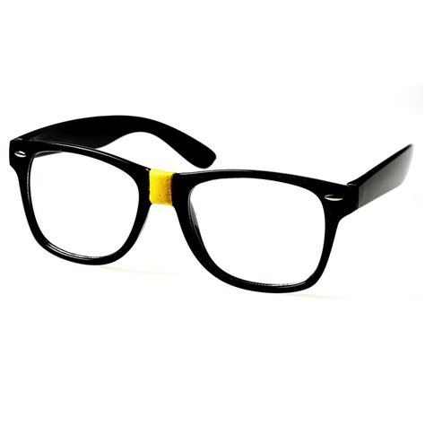 Retro Nerd Geek Color Tape Clear Lens Wayfarer Glasses 8624 Nerd