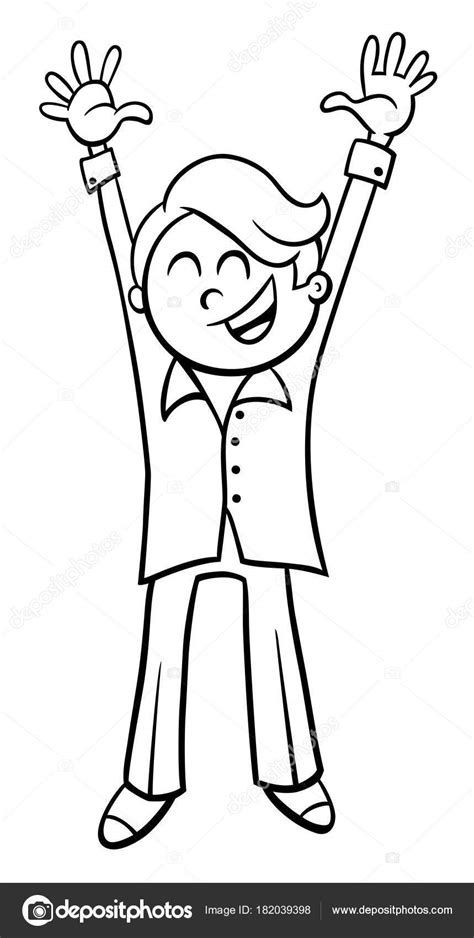 Imágenes: niño feliz para colorear | dibujos animados de carácter del