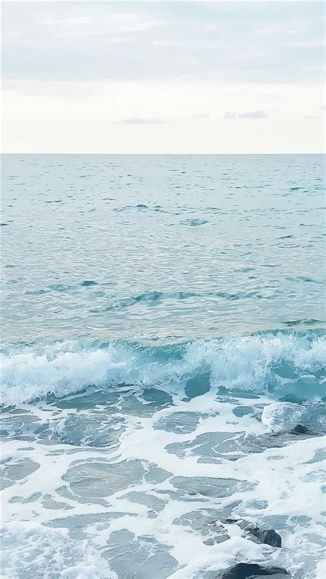 Blue Ocean Waves Sea Foam Iphone 8 Wallpapers Free Download