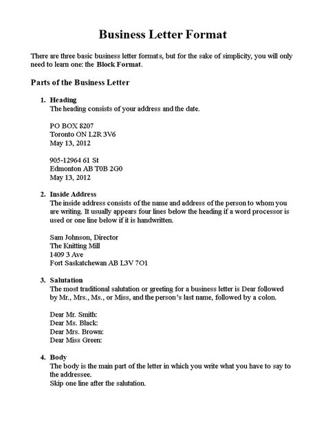 Basic Business Letter Format | Templates at allbusinesstemplates.com