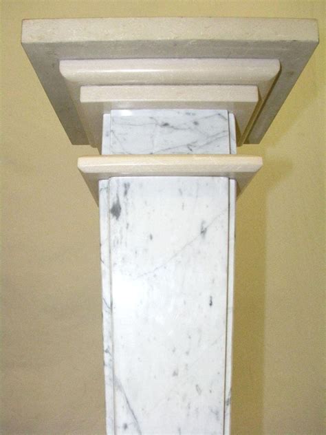Pair Of Ecru Carrara Marble Columns Pedestals 20th Century For Sale