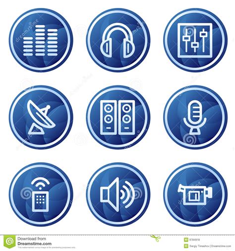 Media Web Icons Blue Circle Buttons Series Stock Illustration