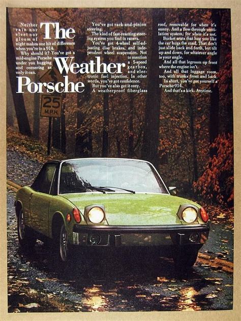 Vintage 1973 Porsche 914 Sports Green Car Luxury Automobile Weather