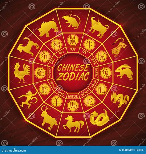 Calendario Cinese Con Tutte Le Siluette Degli Animali Dello Zodiaco