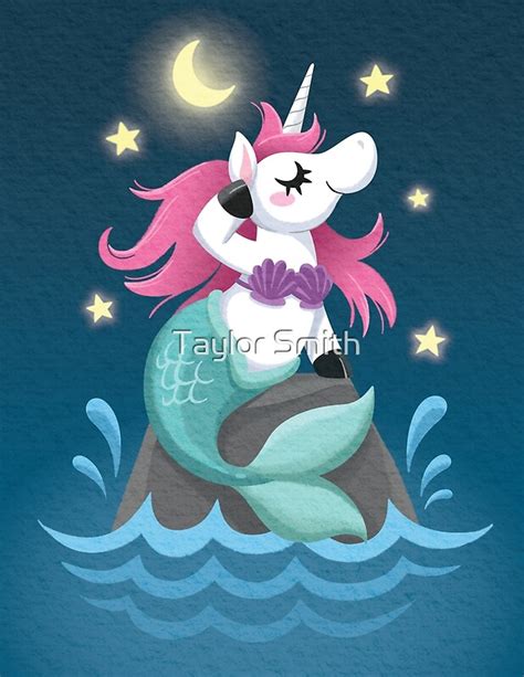 Unicorn Mermaid Posters By Taylor Smith Redbubble