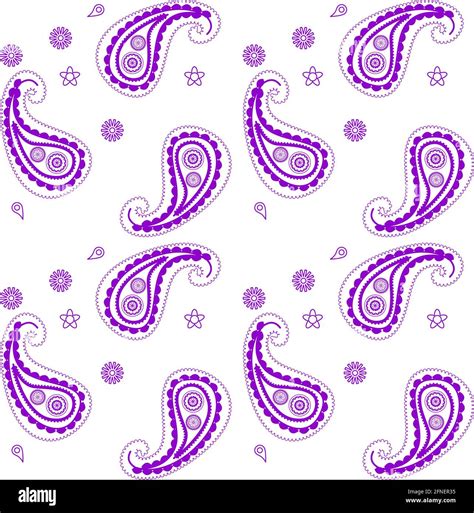 Traditional Indian Pattern Known As Paisley In Seamless With Purple And