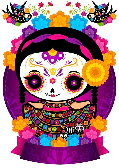 Cute Love Cartoons Halloween Sugar Skull Posters Art Prints Poster