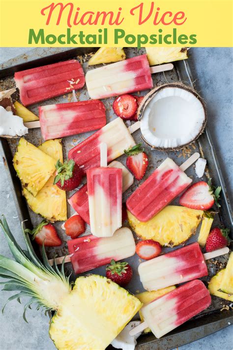 The home of virgin miami vice cocktail recipes on the web. The best miami vice mocktail popsicles! Half strawberry daiquiri half pina colada. These are tr ...