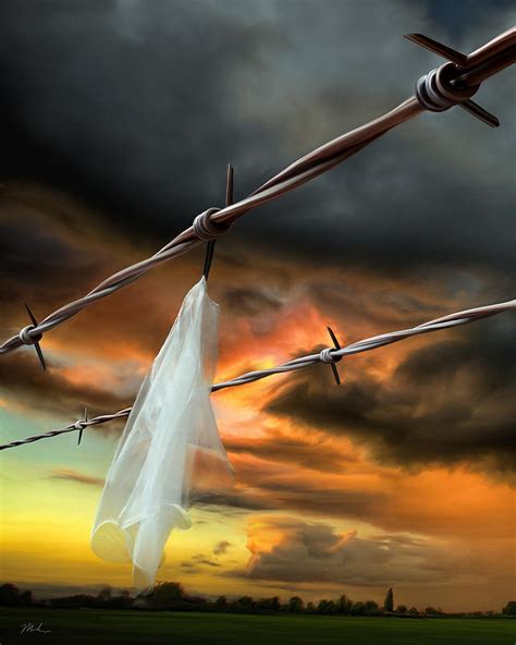 Use spray paint to mark the. Barbed Wire Painting by Mike Malloy