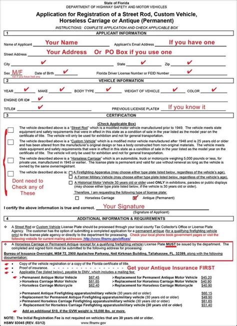 Florida Antique Plate Application - Vintage Trucks of Florida