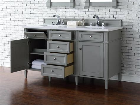 Finely crafted in spain, this single sink vanity features two full drawers and the marble countertop plus two stunning finish options. James Martin Brittany Collection 60" Double Vanity Urban Gray