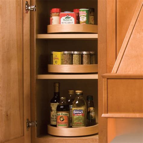 Keeping the corner efficient is what a lazy susan in a diagonal wall cabinet is all about. Omega National Select Spice Maple Wood Lazy Susan for ...