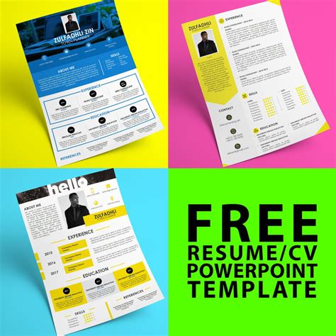 Our free personal cv powerpoint template is a creative template that you can easily download to make amazing resume presentation in powerpoint. FREE Resume/CV Powerpoint Template - Budak Bandung Laici