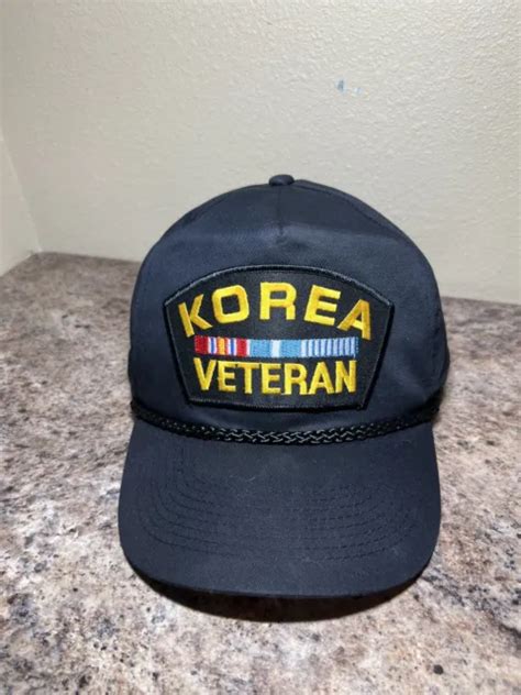 VINTAGE KOREA VETERAN Hat Korean War Vet Patch Snapback Black Military Ball Cap PicClick