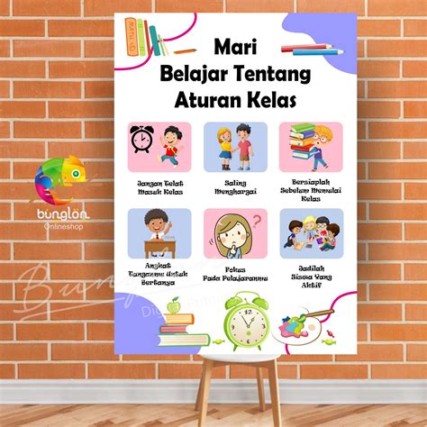 Poster Belajar Peraturan Kelas, Aturan Ruang Kelas, Pedoman Ruang Kelas
