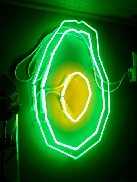 Free Download Hd Wallpaper Green Neon Light On Wall Sign Avocado