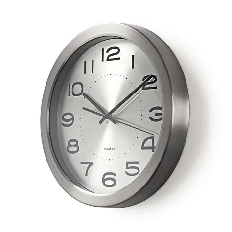 Wall Clock Diameter 300 Mm Stainless Steel Silver