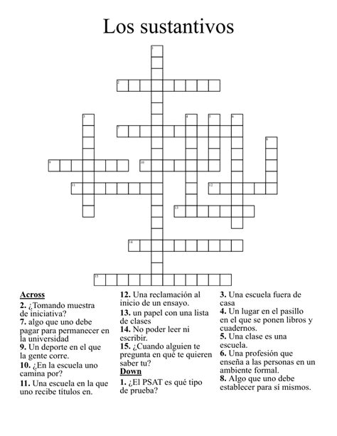Crucigrama Español Crossword WordMint