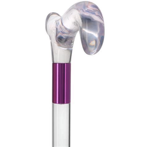 Clear Lucite Derby Handle Walking Cane W Custom Colored Collar