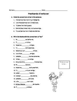 El Verbo Ser Worksheet Answers Free Math Worksheets