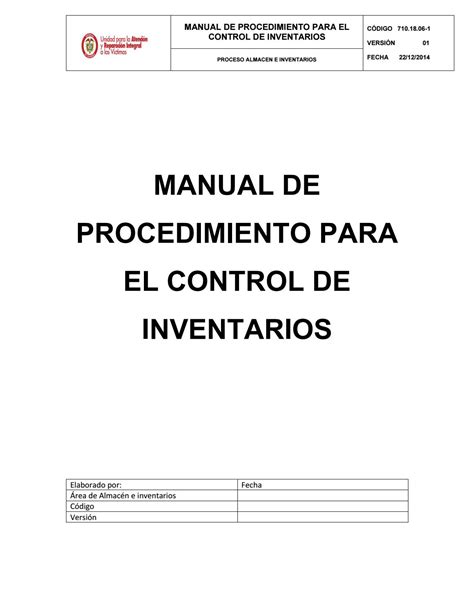 Manual De Procedimiento Para El Control De Inventario V1 1 By Jose