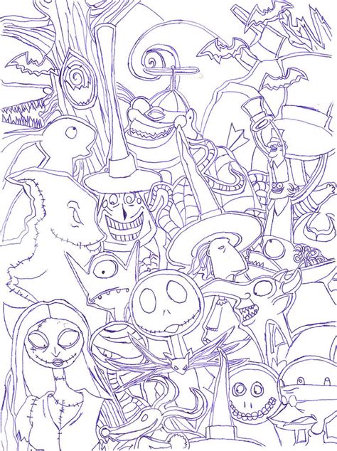 nightmare  christmas characters coloring pages coloring home