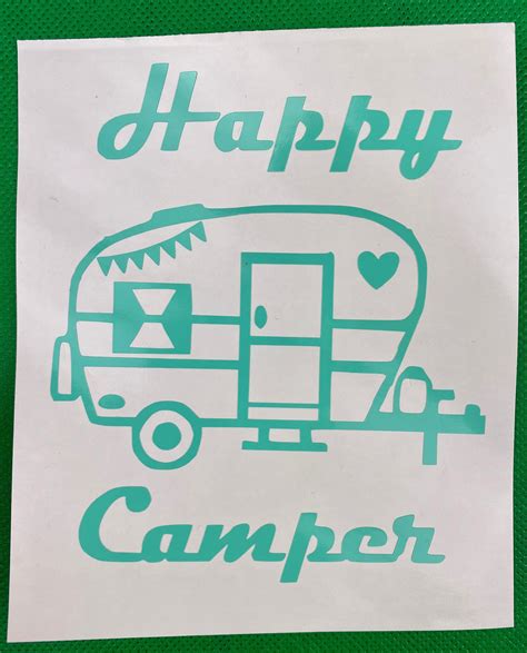 Happy Camper Rv Retro Camper Green Vinyl Car Decal New T By