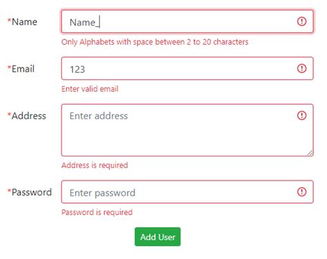 Angular 109 Reactive Form Validation Messages For Email Password