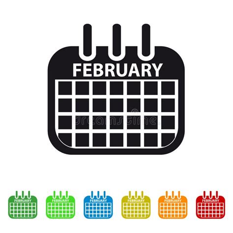 February Calendar Icon Colorful Vector Symbol Stock Vector