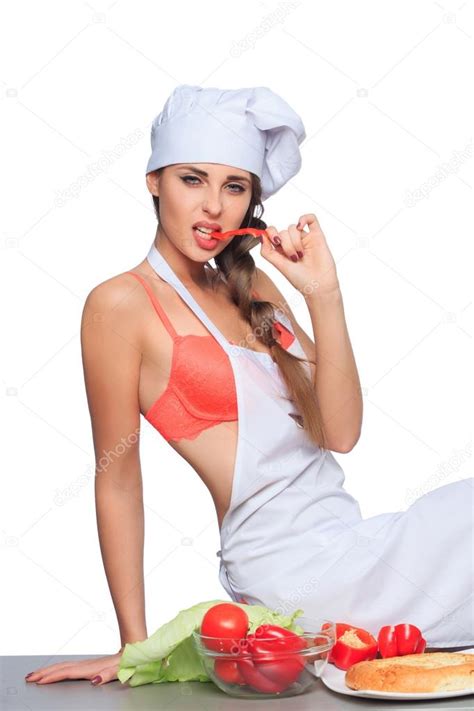 Sexy Chef Eating Red Pepper Stock Photo By Kopitin