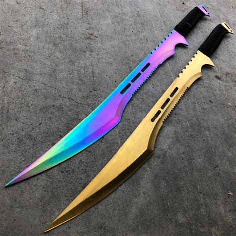 One of the most popular beliefs is that the ninjas would have carried their ninjato on their backs, in a manner similar to the way samurai carried the nodachi. 2 PC 27" Gold & Rainbow Full Tang Blade Machete Tactical ...