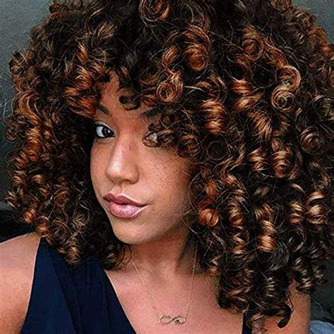 annivia short curly wig for black women with bangs big bouncy fluffy kinky curly wig heat resist