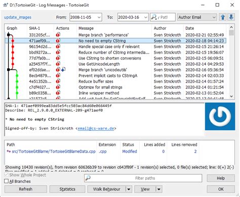 Log Dialog TortoiseGit Documentation TortoiseGit Windows Shell