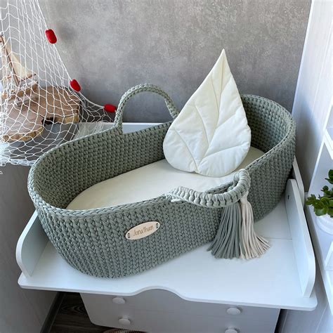 Personalized Baby Moses Basket Crochet Baby Bedding Baby Boy Etsy