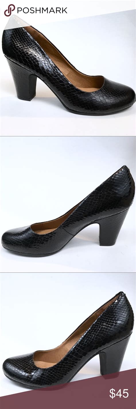 Sofft Black Faux Leather Snakeskin Pump Nwob M Sofft Shoes Heels