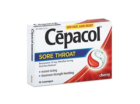 Cepacol Sore Throat Maximun Numbing Pain Relief Cherry 16 Lozenges
