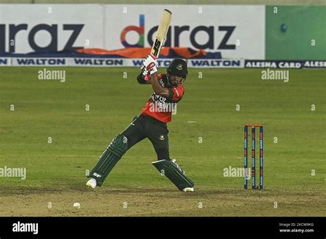 Bangladeshs Afif Hossain Plays A Shot During The Fifth And Final