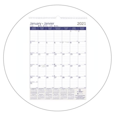 Duraglobe™ Monthly Wall Calendar 2021 Mbc