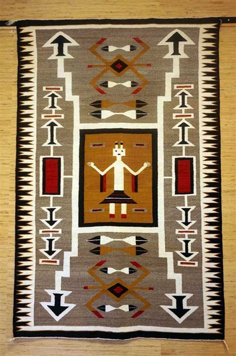 Storm Pattern Pictorial Navajo Rug With Single Yei In The Center 835