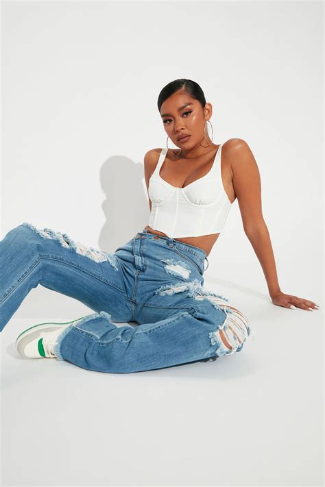 Tall Dont Get Crossed Over Slouch Fit Jeans Medium Blue Wash Fashion Nova Jeans Fashion Nova