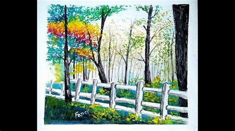 Forest Scenery Drawing With Oil Pastels With Tricks Step