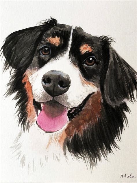 Pet Portrait Custom Dog Painting Watercolor T For Dog Lover Etsy