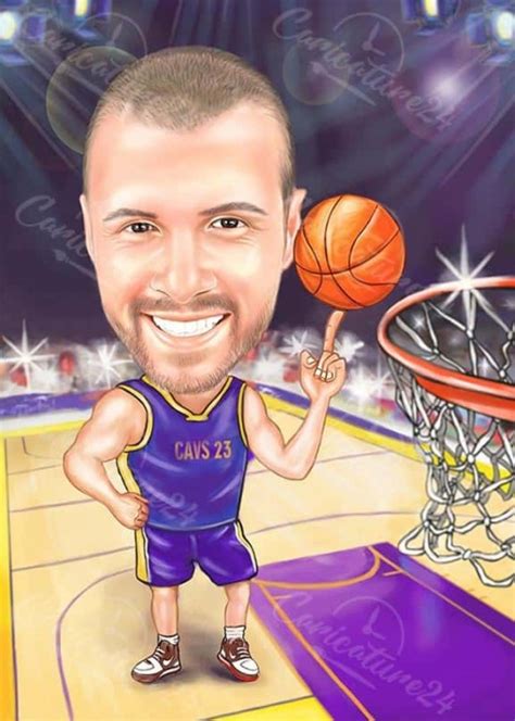 Customized Basketball Caricature Score A Point From A Photo The