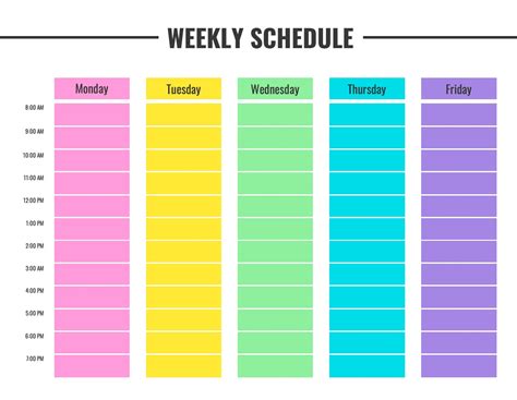 Weekly Schedule Printable Template Etsy