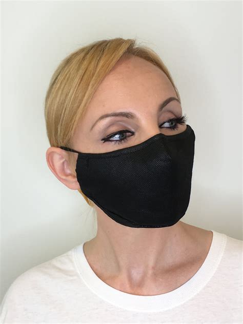 Premium Face Mask For Women Black Polypropylene Face Mask Filter Pocket Triple Layer