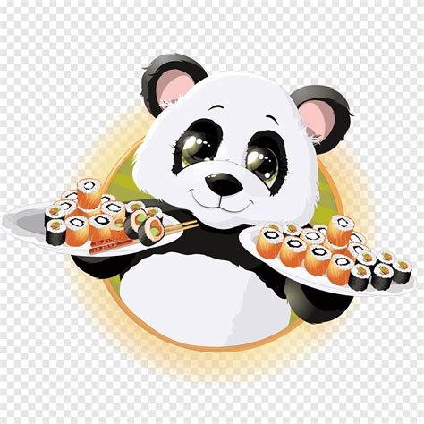 Sushi Panda Géant Illustration De La Cuisine Japonaise Cartoon Panda